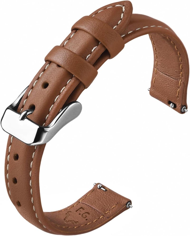 Fullmosa 12 Colors for Quick Release Leather Watch Band, Axus Genuine Leather Watch Strap 14mm Brown - Image 1