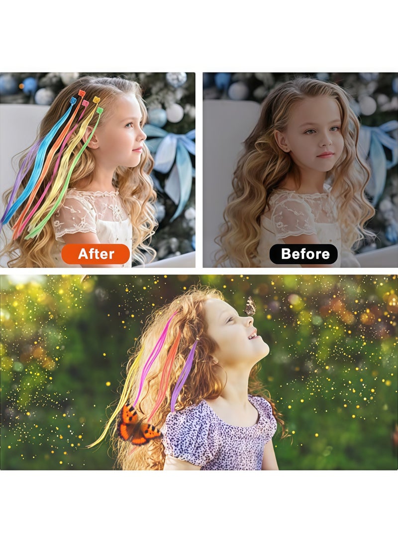 36 قطعة ملونة  للأطفال مع مشابك شعر، مشابك على شكل ضفائر قوس قزح نيون لتزيين شعر الفتيات حفلة عيد ميلاد عرض أطفال جيد حفلة تنكرية - Image 4