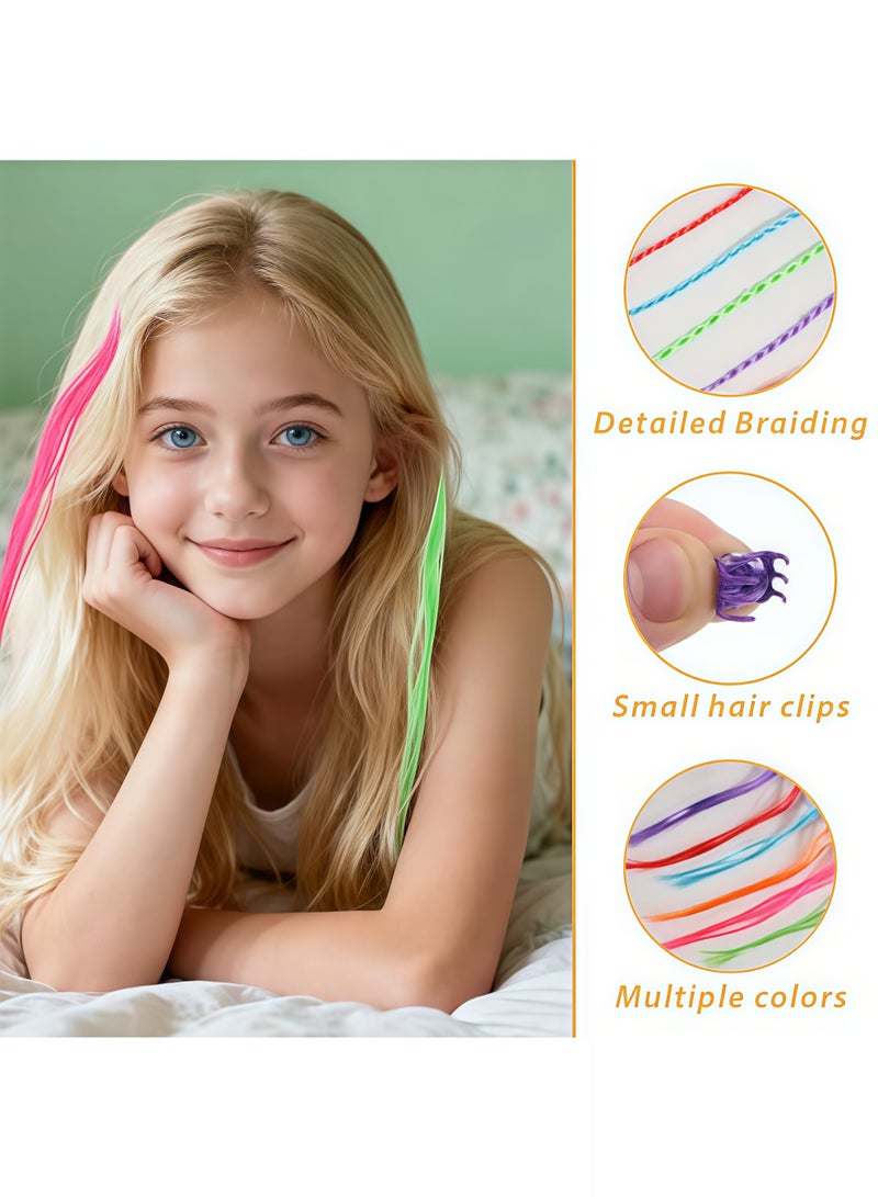 36 قطعة ملونة  للأطفال مع مشابك شعر، مشابك على شكل ضفائر قوس قزح نيون لتزيين شعر الفتيات حفلة عيد ميلاد عرض أطفال جيد حفلة تنكرية - Image 3