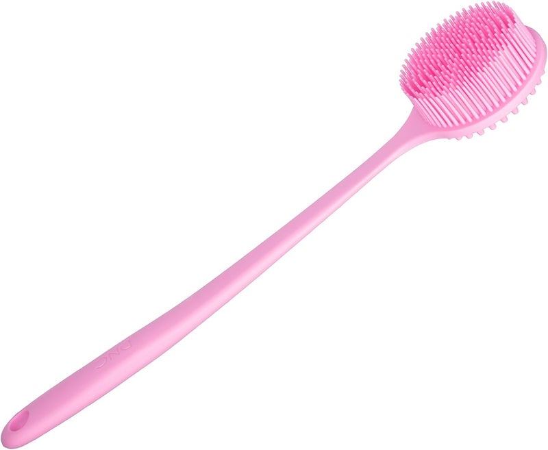 DNC Soft Silicone Back Scrubber Shower Bath Body Brush with Long Handle (Pink) - Image 5
