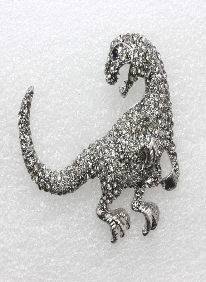 Faship Gorgeous Black Rhinestone Crystal Dinosaur Pin Brooch - black - Image 2