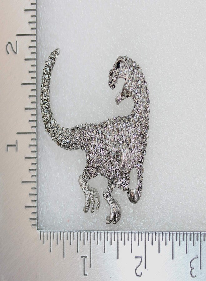 Faship Gorgeous Black Rhinestone Crystal Dinosaur Pin Brooch - black - Image 4