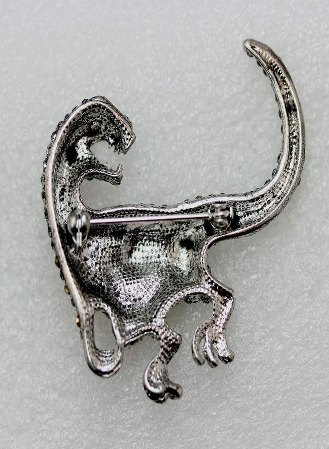 Faship Gorgeous Black Rhinestone Crystal Dinosaur Pin Brooch - black - Image 5