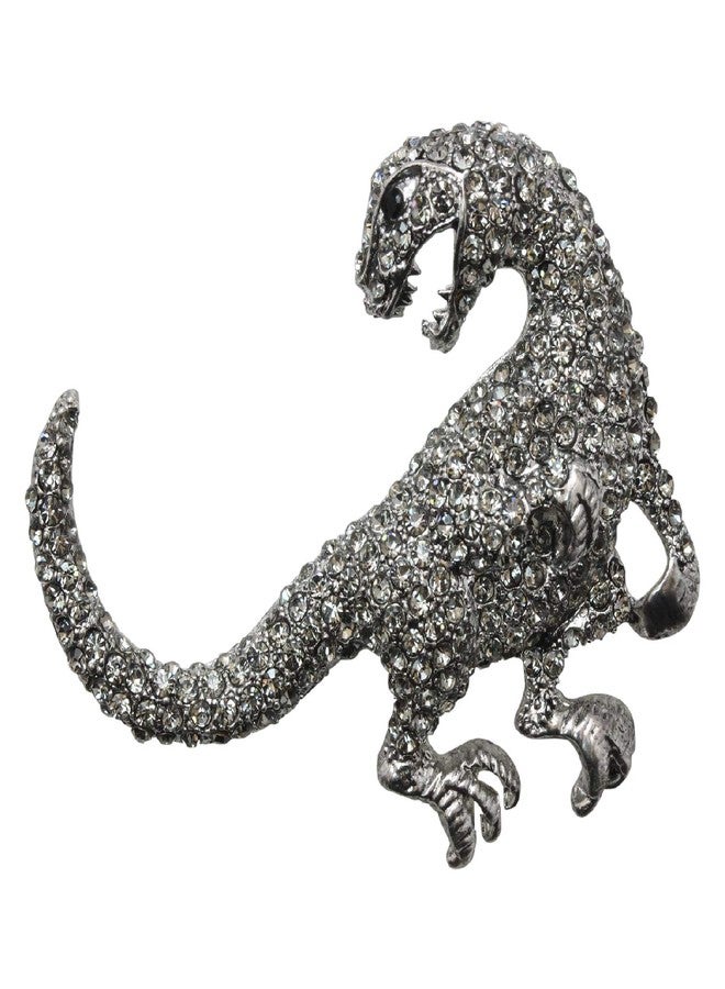 Faship Gorgeous Black Rhinestone Crystal Dinosaur Pin Brooch - black - Image 1