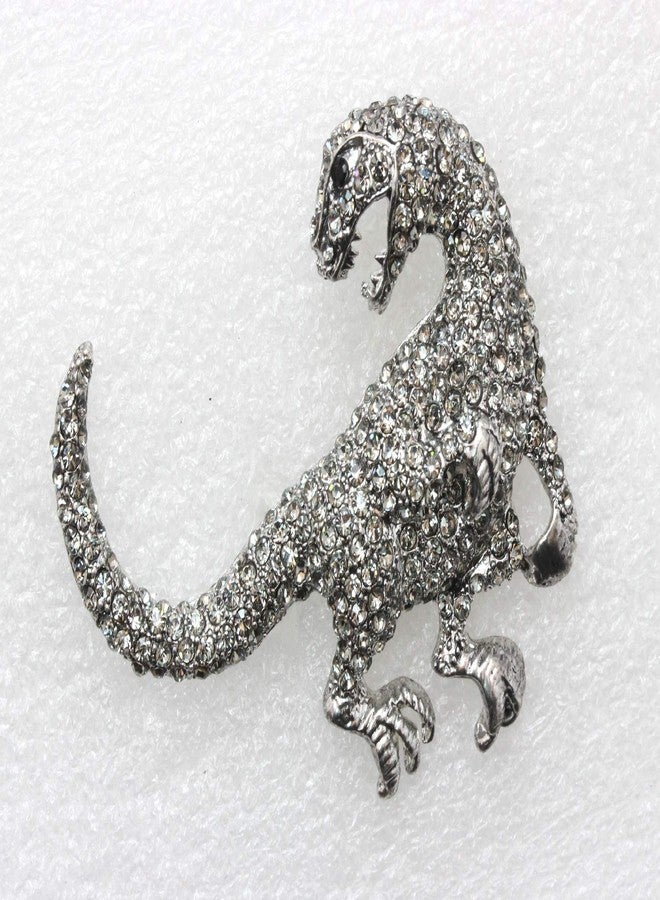 Faship Gorgeous Black Rhinestone Crystal Dinosaur Pin Brooch - black - Image 3