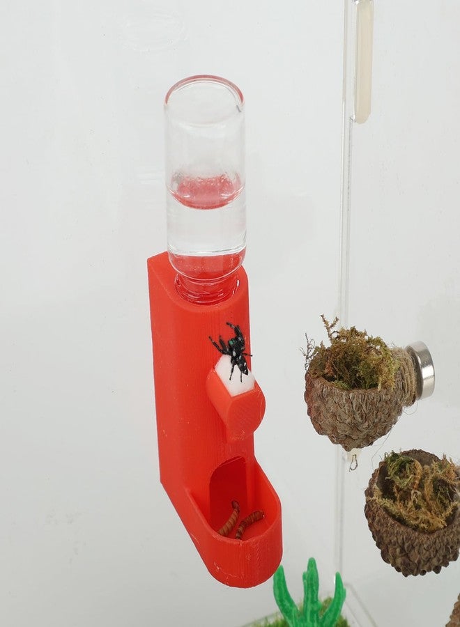 Daerky Small Animal Water Feeder, Magnetic Hanging Feeder & Hidden Cave - Accessories for Jumping Spiders, Wolf Spiders, Mantises, Arboreal Animals & Other Small Creatures - 5ML Capacity (Red) - Image 1