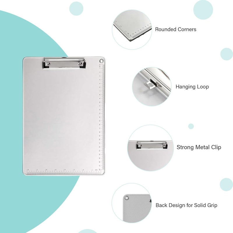 oddpod ™ Glosen Premium Aluminium Finish A4 Clip Pad / Clipboard with Low Profile Clip for Paper and Document Storage & Organisation for Home, School & Office - Image 4