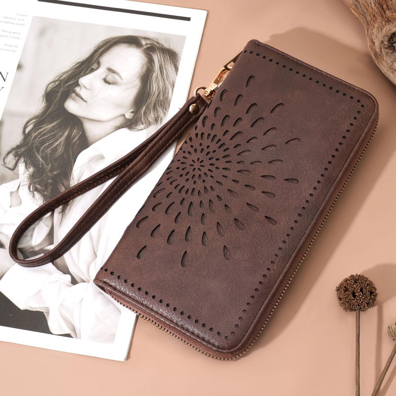 APHISON Wallet Women Large Capacity Clutch Purse For Ladies Card Holder RFID Wristlet Phone Zipper Coin Travel Pocket - Image 2