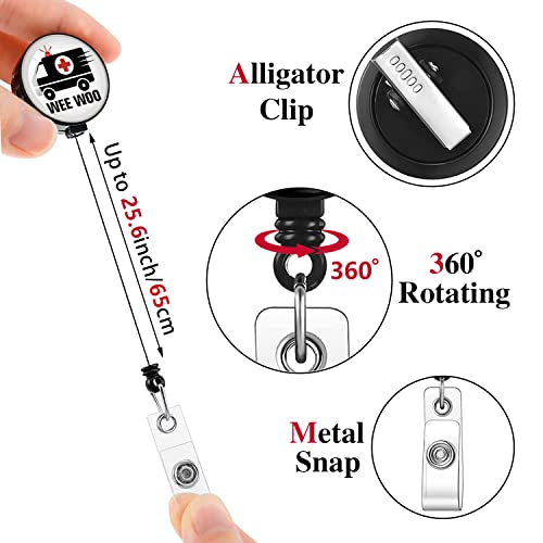 zcyhtqp Wee Woo,Funny Badge Reel，Retractable ID Card Badge Holder with Alligator Clip，Hospital Badge,Nurse Badge Reel，Medical MD RN Nurse Badge ID,Suitable for Nurses,Doctors,Nursing Students - Image 4