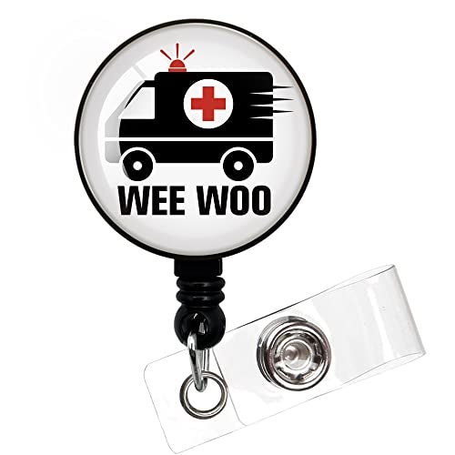 zcyhtqp Wee Woo,Funny Badge Reel，Retractable ID Card Badge Holder with Alligator Clip，Hospital Badge,Nurse Badge Reel，Medical MD RN Nurse Badge ID,Suitable for Nurses,Doctors,Nursing Students - Image 1
