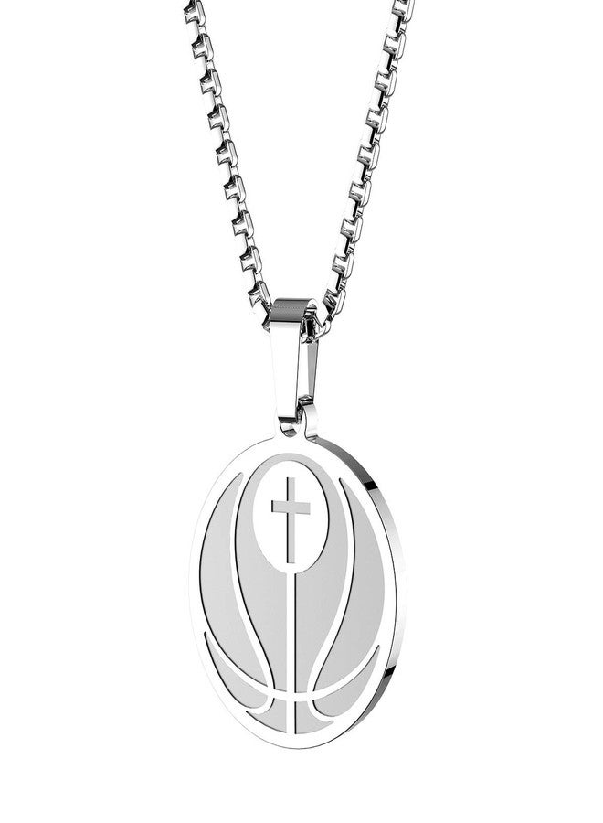 HOFOYA Inspiring Basketball Sports Christian Religious Cross Pendant Necklace Christmas Birthday Gifts for Men Women Teens Boy Girls,Coach or Teammate Athletes Gift. - Image 1