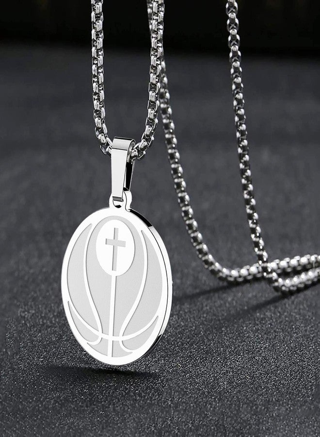 HOFOYA Inspiring Basketball Sports Christian Religious Cross Pendant Necklace Christmas Birthday Gifts for Men Women Teens Boy Girls,Coach or Teammate Athletes Gift. - Image 3