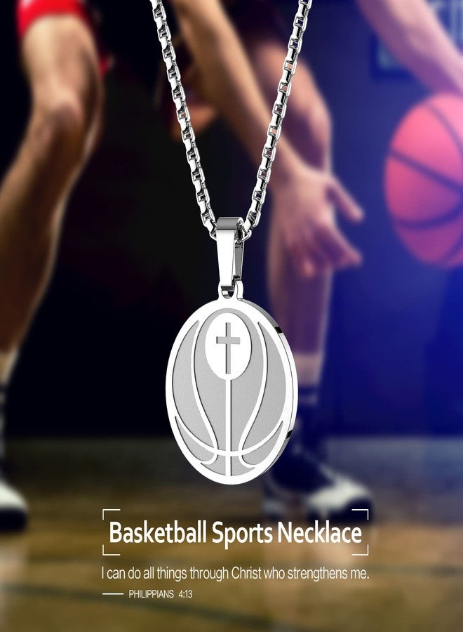 HOFOYA Inspiring Basketball Sports Christian Religious Cross Pendant Necklace Christmas Birthday Gifts for Men Women Teens Boy Girls,Coach or Teammate Athletes Gift. - Image 2