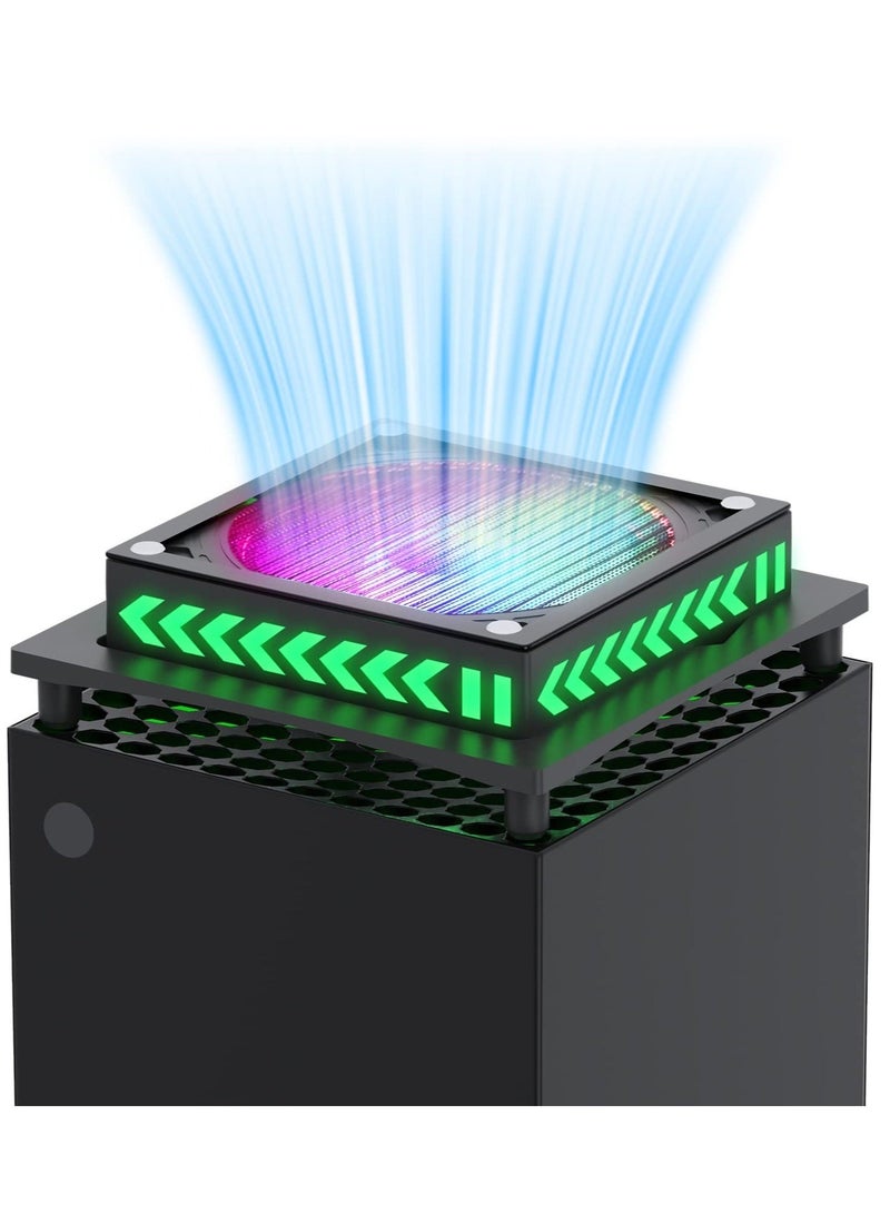 Captaintech RGB Cooling Fan for Xbox Series X, Led Light Strip, Dust Cover Filter, Rubber Dust Plugs, Low Noise Top Fan, Independent Touch Switch, Enhance Your Gaming Experience - Image 1