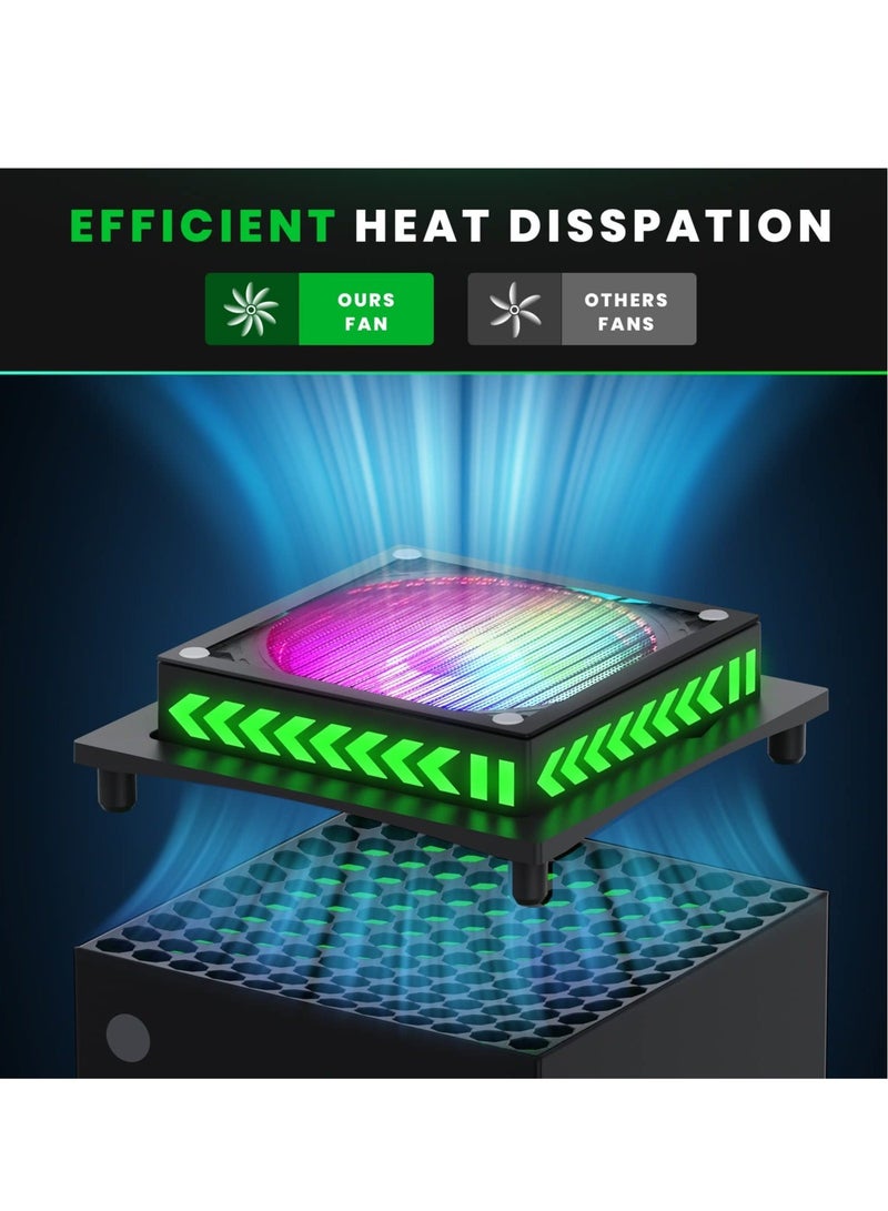 Captaintech RGB Cooling Fan for Xbox Series X, Led Light Strip, Dust Cover Filter, Rubber Dust Plugs, Low Noise Top Fan, Independent Touch Switch, Enhance Your Gaming Experience - Image 3