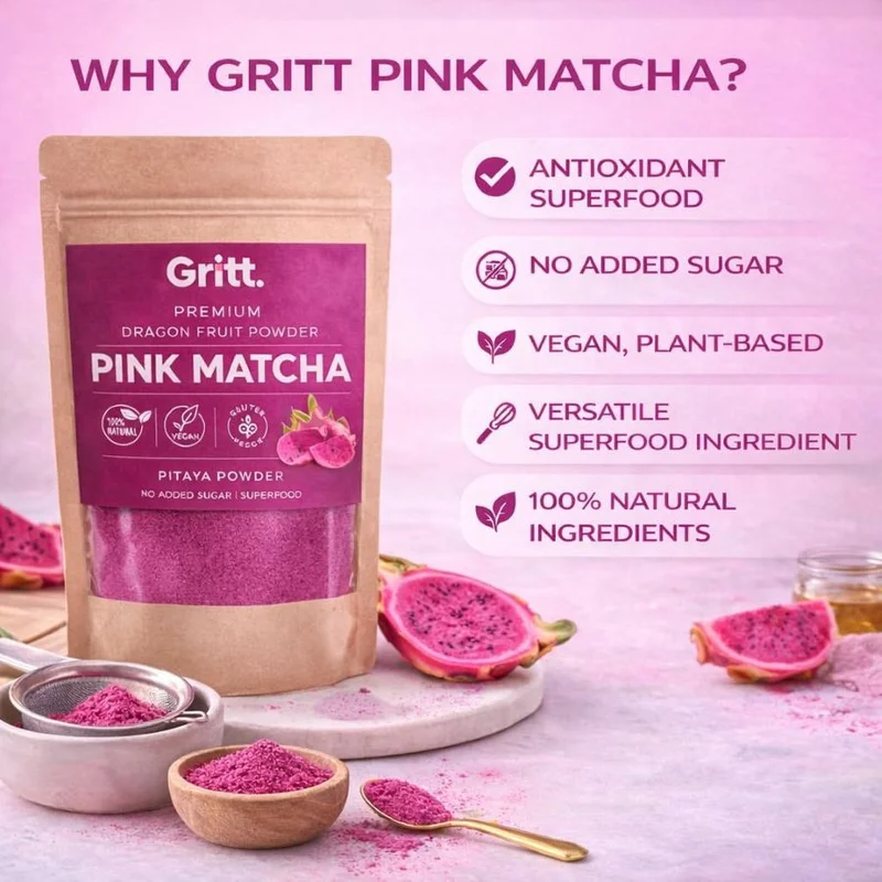 Gritt  Gritt Pink Matcha Powder (Pitaya Powder) 100g  | Best Price UAE