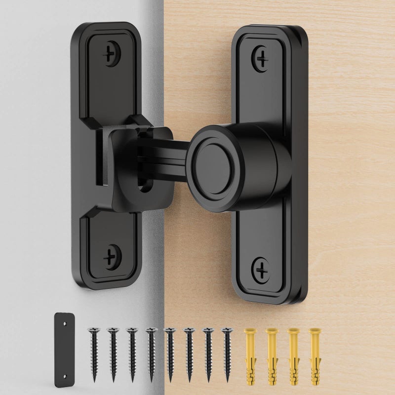 MeBantoo Sliding Barn Door Lock Hardware 90 Degree Locks for Barn Doors Flip Gate Latches for Garden Bathroom Outdoor Garage Window Black