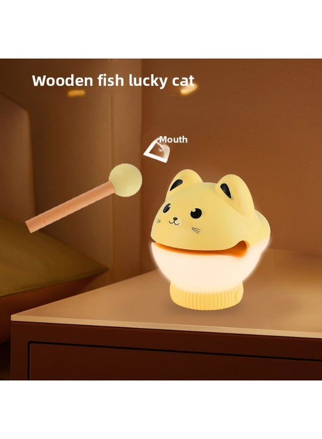 Muyu Knock Knock on Night Light, Lucky Cat Shape USB Charging, Three-Tone Light Creative Bedroom Bedside Lamp, Children's Gift - Image 4