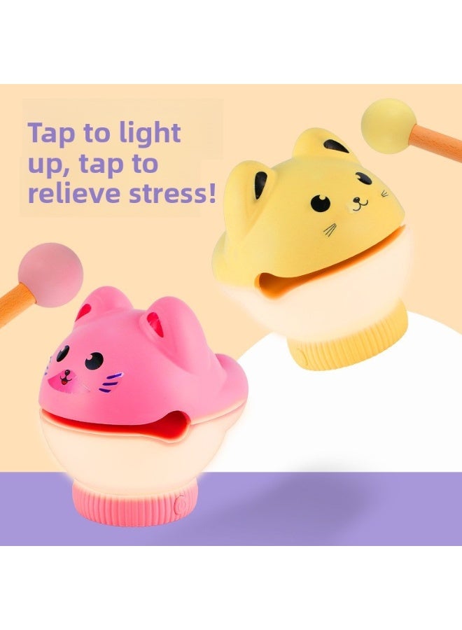 Muyu Knock Knock on Night Light, Lucky Cat Shape USB Charging, Three-Tone Light Creative Bedroom Bedside Lamp, Children's Gift - Image 5
