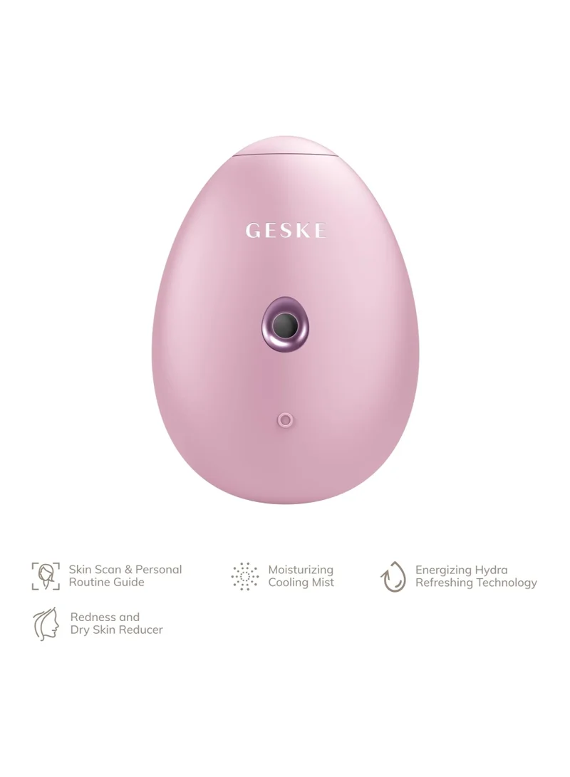 GESKE SmartAppGuided™ Facial Hydration Refresher | 4 in 1 | Water Atomiser | Face Steamer | Water Spray | Face Mister | Facial Cleansing Device | Spray Mist | Cosmetics | Natural Glow - Pink
