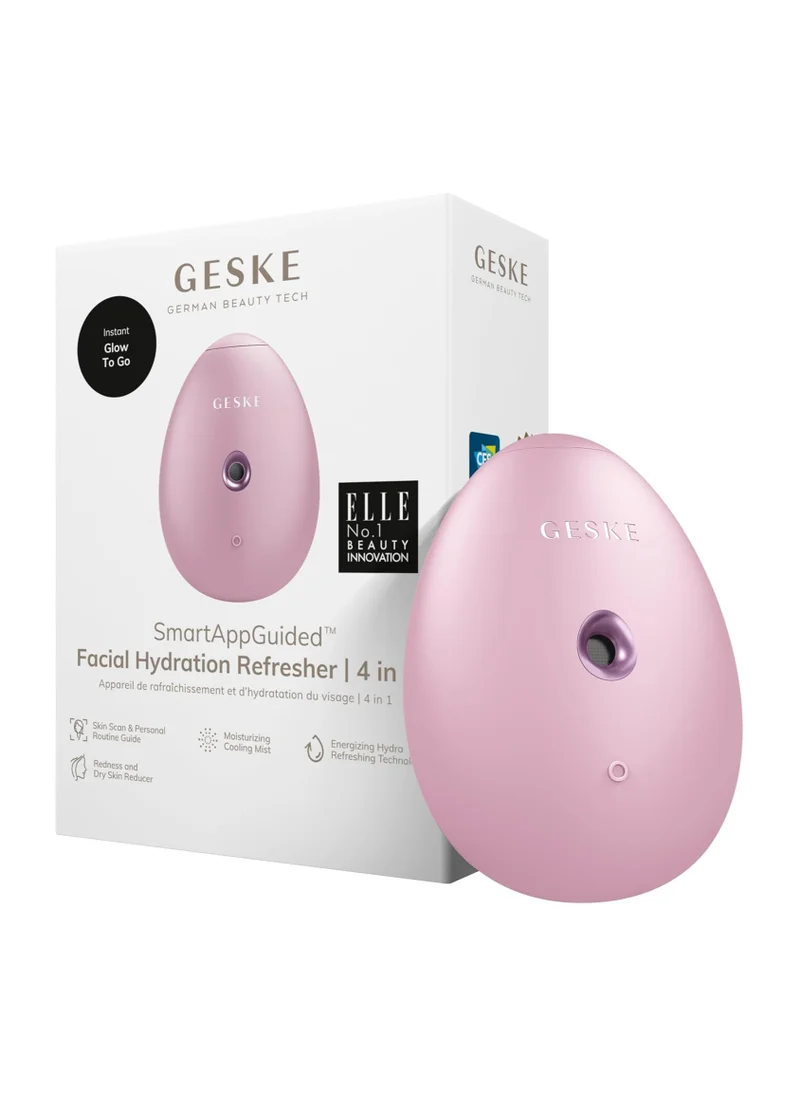 GESKE SmartAppGuided™ Facial Hydration Refresher | 4 in 1 | Water Atomiser | Face Steamer | Water Spray | Face Mister | Facial Cleansing Device | Spray Mist | Cosmetics | Natural Glow - Pink