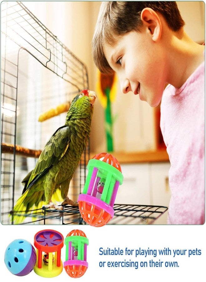 ChumsPet Parrot Ball Toy Set of 3 | Plastic Ringing Roller Bird Toys with Bell Cylinder Shape Balls for Cockatiel, Budgerigar & Parrots for Interactive Play, Training & Exercise - Image 2