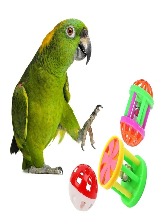 ChumsPet Parrot Ball Toy Set of 3 | Plastic Ringing Roller Bird Toys with Bell Cylinder Shape Balls for Cockatiel, Budgerigar & Parrots for Interactive Play, Training & Exercise - Image 1