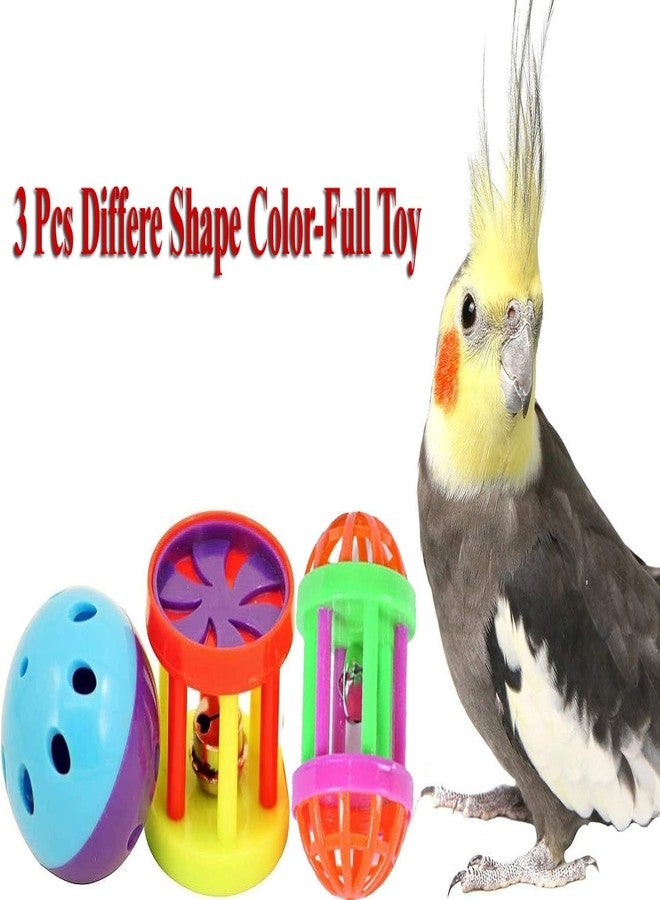 ChumsPet Parrot Ball Toy Set of 3 | Plastic Ringing Roller Bird Toys with Bell Cylinder Shape Balls for Cockatiel, Budgerigar & Parrots for Interactive Play, Training & Exercise - Image 3
