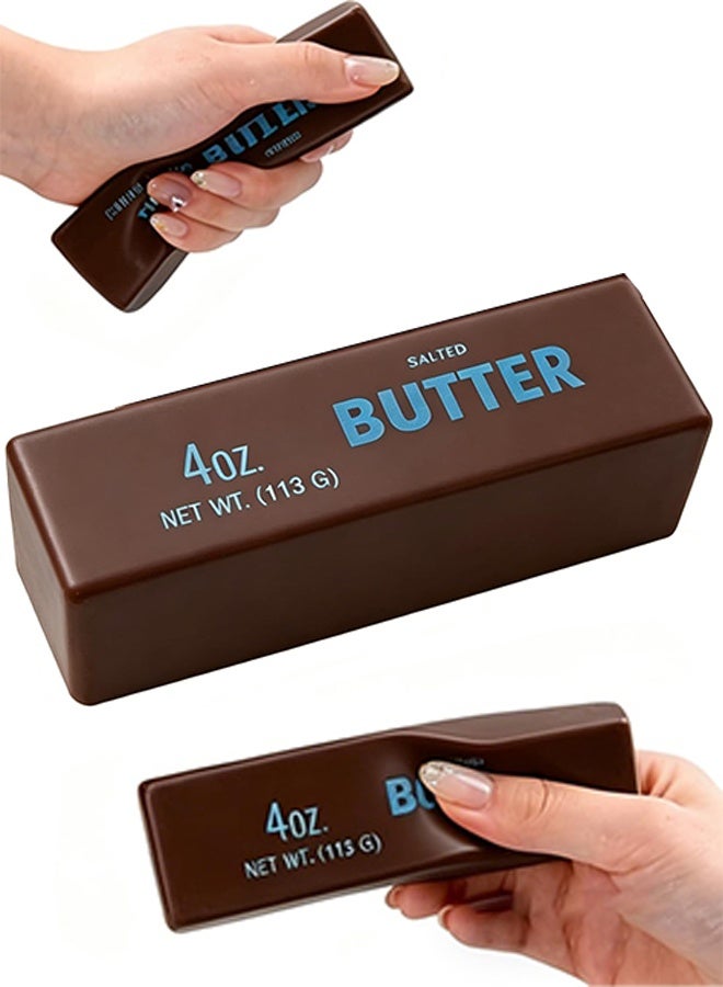 Realistic Butter Stick Squishy – Large Salted Butter, Slow Rebound Stress Relief Toy for Anxiety, Fidget for Kids & Adults (Brown) - Image 1