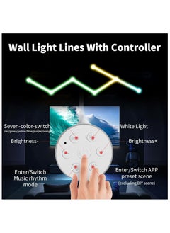 كادراما 6 خطوط إضاءة LED ذكية BT RGB، أشرطة إضاءة LED ملونة قابلة للتعتيم، مزامنة الموسيقى، غرفة الألعاب، غرفة النوم (أبيض)  - Image 2