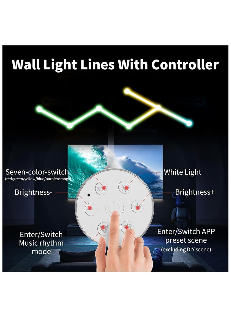 KADRAMA 6 LED Light Lines Smart BT RGB Wall Light Lines, DIY Color LED Dimmable Light Bars Music Sync Gaming Room, Bedroom (White)  - Image 2
