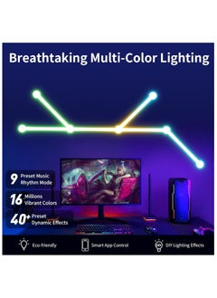 كادراما 6 خطوط إضاءة LED ذكية BT RGB، أشرطة إضاءة LED ملونة قابلة للتعتيم، مزامنة الموسيقى، غرفة الألعاب، غرفة النوم (أبيض)  - Image 3