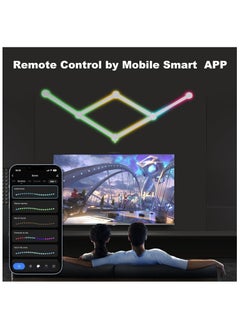 كادراما 6 خطوط إضاءة LED ذكية BT RGB، أشرطة إضاءة LED ملونة قابلة للتعتيم، مزامنة الموسيقى، غرفة الألعاب، غرفة النوم (أبيض)  - Image 4