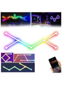 كادراما 6 خطوط إضاءة LED ذكية BT RGB، أشرطة إضاءة LED ملونة قابلة للتعتيم، مزامنة الموسيقى، غرفة الألعاب، غرفة النوم (أبيض)  - Image 1