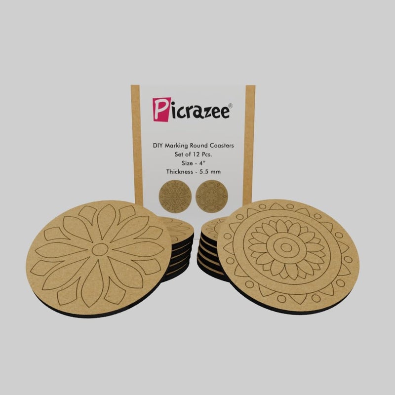 PICRAZEE MDF DIY Cutouts Diya (12 pcs) Plain MDF Blank Cutouts for DIY, Artwork, Decoupage, Resin Art, Craft Project, Home Office Festive Décor (5.5mm Thick) (C37) - Image 1