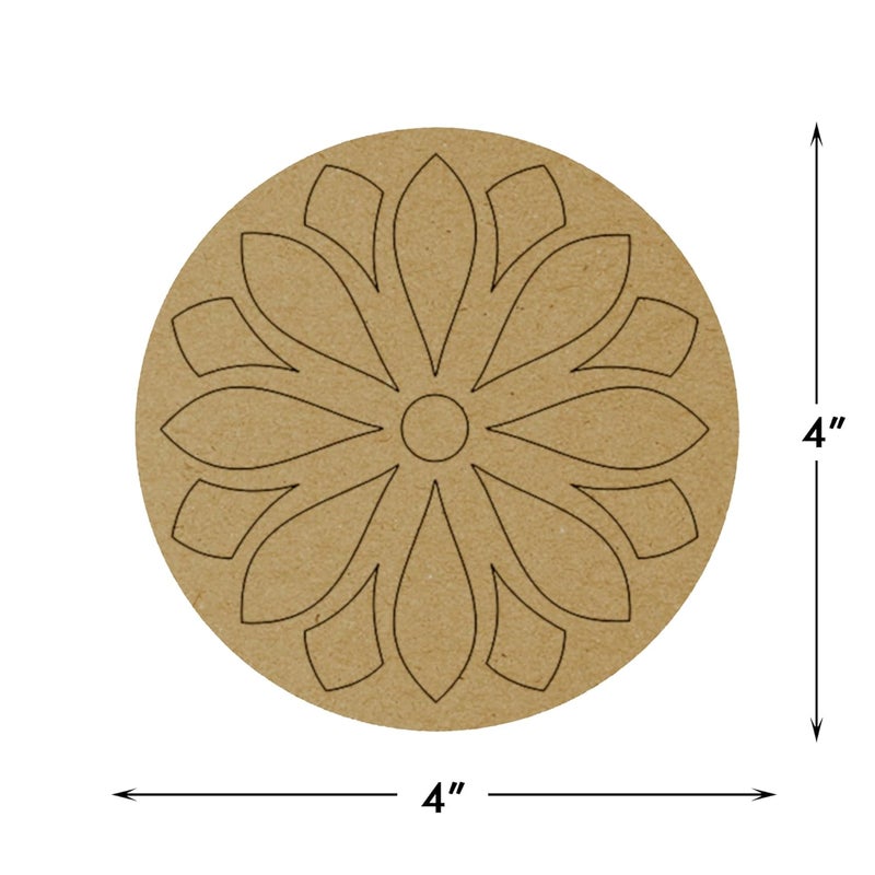 PICRAZEE MDF DIY Cutouts Diya (12 pcs) Plain MDF Blank Cutouts for DIY, Artwork, Decoupage, Resin Art, Craft Project, Home Office Festive Décor (5.5mm Thick) (C37) - Image 4