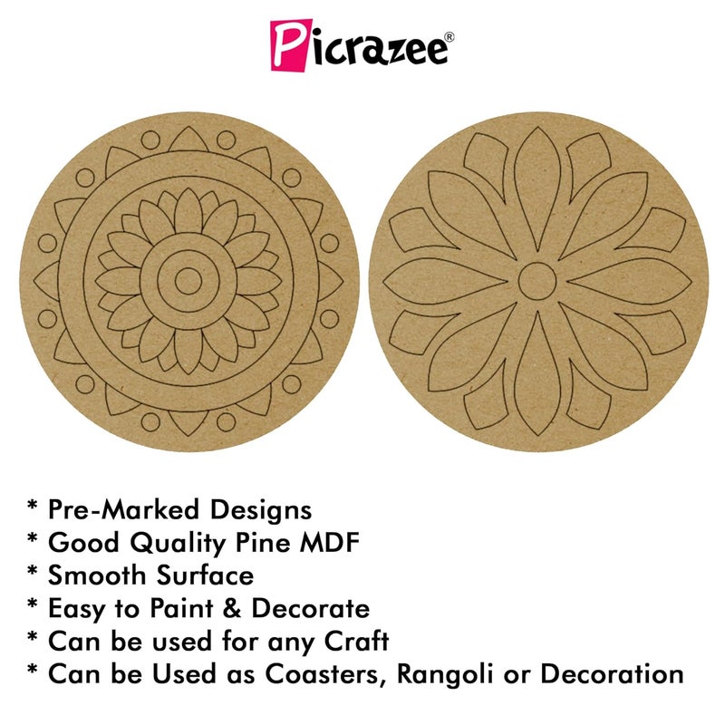 PICRAZEE MDF DIY Cutouts Diya (12 pcs) Plain MDF Blank Cutouts for DIY, Artwork, Decoupage, Resin Art, Craft Project, Home Office Festive Décor (5.5mm Thick) (C37) - Image 2