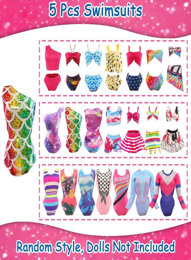 BARWA 18 Pcs Summer Doll Clothes and Accessories Including 5 Sets Swimsuits Beach Bathing Bikini with 2 Swimming Rings 2 Drinks 4 Glasses 5 Shoes for 11.5 inch Girl Dolls… - Image 3