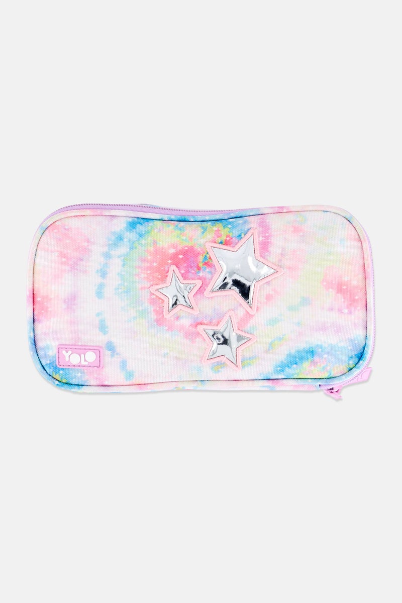 YOLO Kids Girl Tie Dye Pencil Case, Multicolor - Image 1