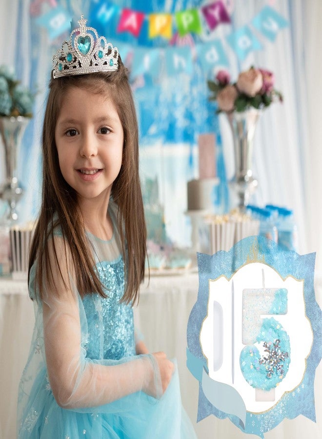 ElekFX Sky Blue Snow Themed Birthday Candles, Birthday Candles for Party Supplies, 2.76 inch Number 5 Candle Cake Topper Decoration (Number 5) - Image 4