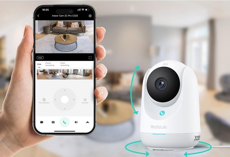 بوتسلاب كاميرا Botslab الداخلية (C222) 2.5K 5MP عالية الدقة، واي فاي 2.4GHz /5GHz، التعرف بالذكاء الاصطناعي متعدد المشاهد، مكالمات بلمسة واحدة، تتبع ذكي 360°، كشف مدعوم بالذكاء الاصطناعي (كشف البكاء، مكالمة الإيماءة) - Image 4