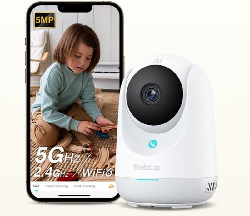 بوتسلاب كاميرا Botslab الداخلية (C222) 2.5K 5MP عالية الدقة، واي فاي 2.4GHz /5GHz، التعرف بالذكاء الاصطناعي متعدد المشاهد، مكالمات بلمسة واحدة، تتبع ذكي 360°، كشف مدعوم بالذكاء الاصطناعي (كشف البكاء، مكالمة الإيماءة) - Image 2