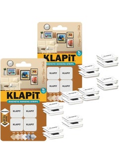 KLAPiT KLAPiT Magnetic Picture Hanging Strips with Nano Technology: Premium Alternative to Mounting Tapes & Double-Sided Tapes - Heavy Duty, Drill-Free & Damage-Free Hanging- White (8 pc pack)  - Image 1