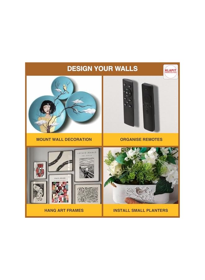 KLAPiT KLAPiT Magnetic Picture Hanging Strips with Nano Technology: Premium Alternative to Mounting Tapes & Double-Sided Tapes - Heavy Duty, Drill-Free & Damage-Free Hanging- White (8 pc pack)  - Image 5
