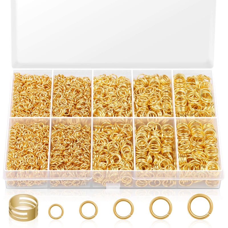 PAXCOO 4600Pcs Gold Jump Rings with Jump Rings Open/Close Tools for Jewelry Making and Necklace Repair (Assorted Sizes) - Image 1