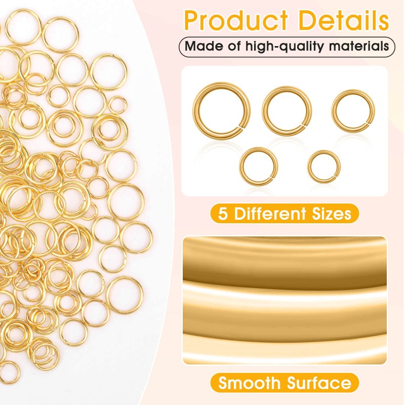 PAXCOO 4600Pcs Gold Jump Rings with Jump Rings Open/Close Tools for Jewelry Making and Necklace Repair (Assorted Sizes) - Image 5