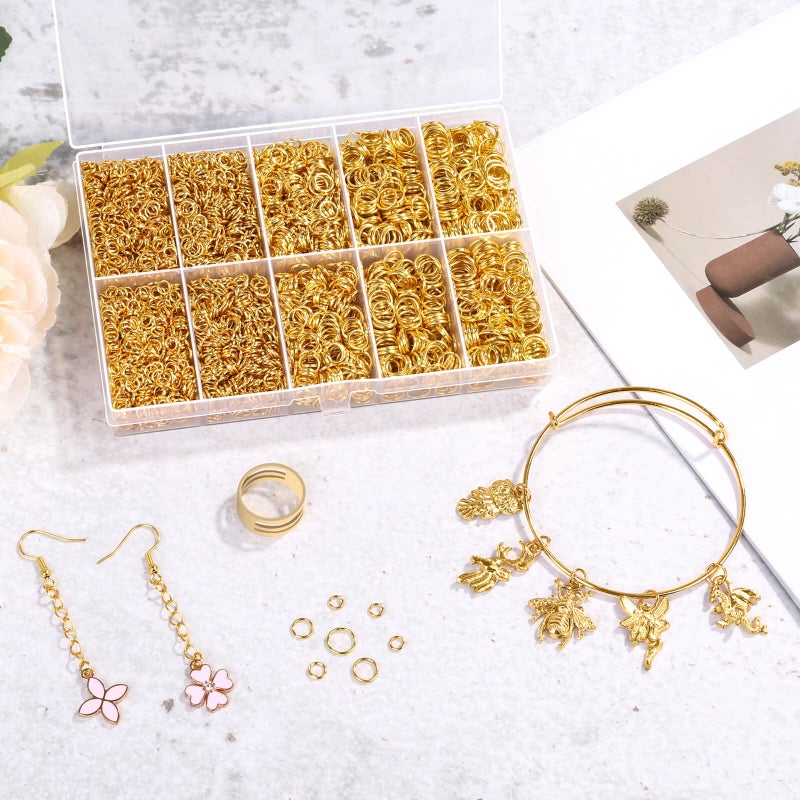 PAXCOO 4600Pcs Gold Jump Rings with Jump Rings Open/Close Tools for Jewelry Making and Necklace Repair (Assorted Sizes) - Image 2