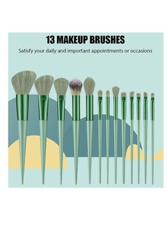 Bonita Upgraded Piece Makeup Brush Set,Premium Wood Blending Face Powder Blush Concealers Eyeshadow Brush Make up Brushes Set Round Brush Poach (GREEN)  - Image 3