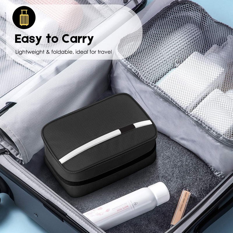 NALACAL Toiletry Bag for Men & Women | Large for Traveling | Hanging Compact Hygiene Bag with 4 Compartments 3 in 1 Multifunctional Large Makeup Cosmetic Case Waterproof Bathroom Shower Bag (Black) - Image 4