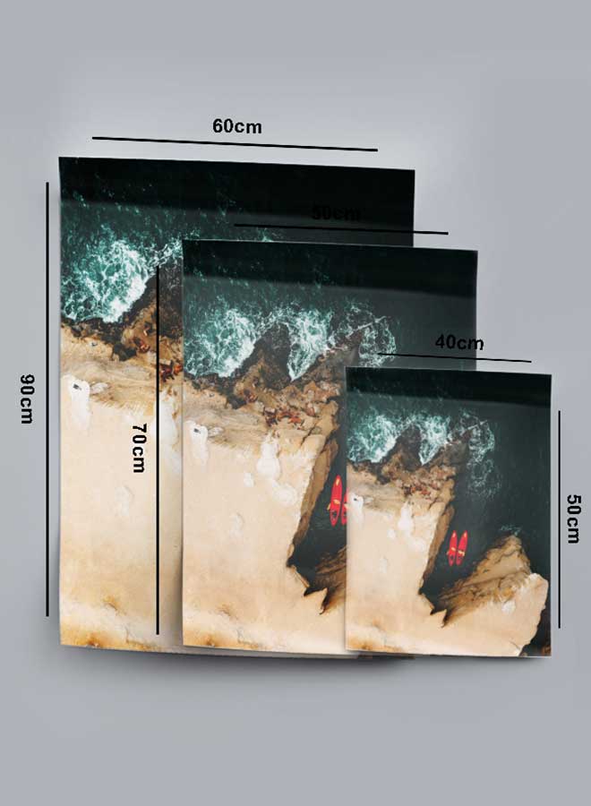 LOWHA Poster Painting Art With Four Separate Pieces Of Double-Sided Stickers Sea Side Hills Top View For Home Bedroom Living Room And Office Decor  - Image 4